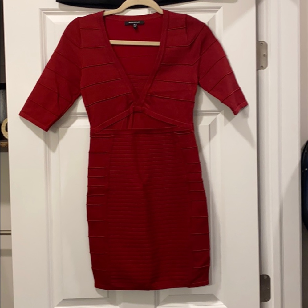 WOW Couture Red 3/4 sleeve Red Spandex Dress